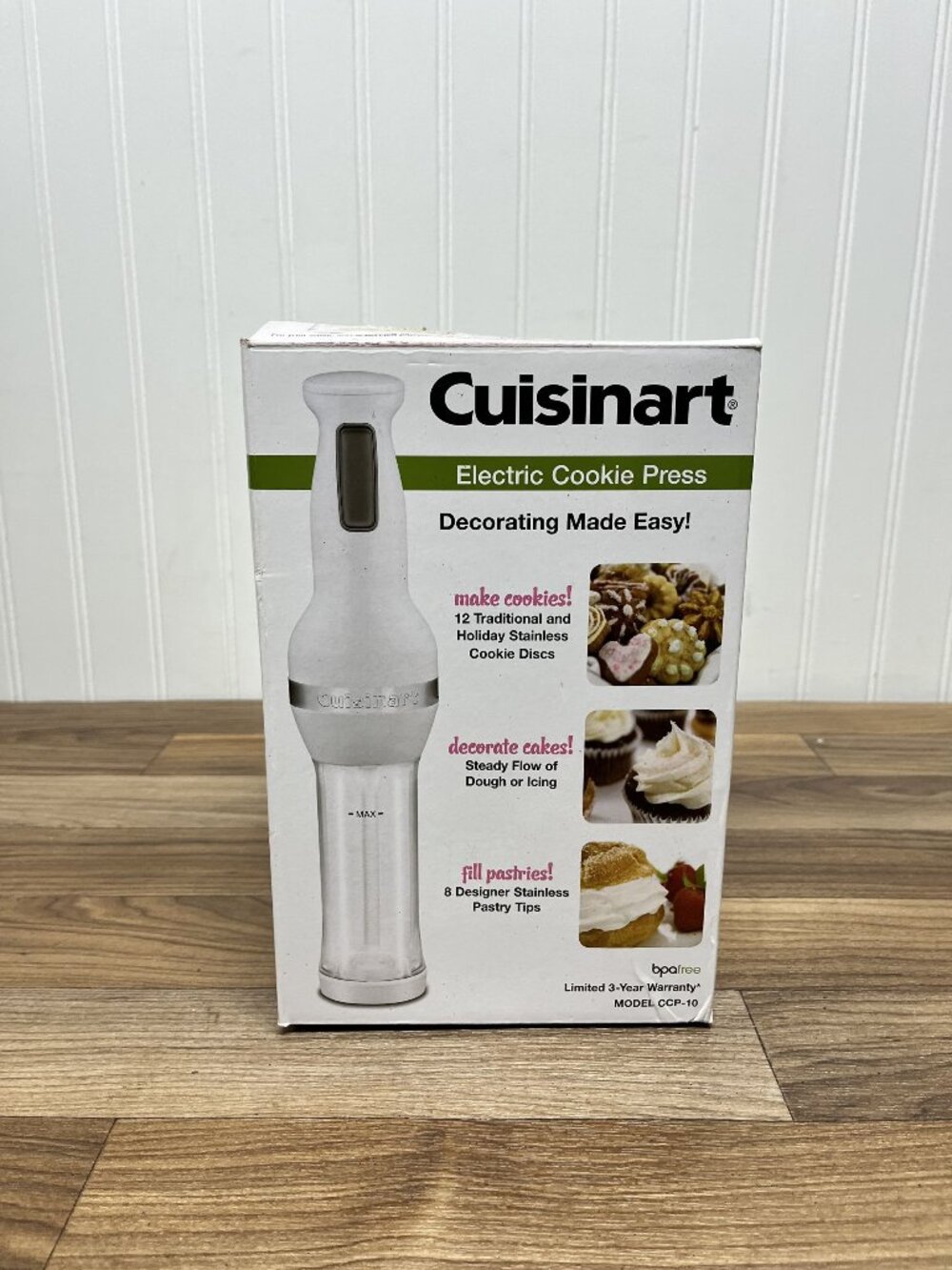 Cuisinart Electric Cookie Press Model CCP-10 12 Stainless Discs One-Touch